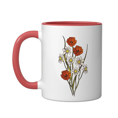 Chamomile Poppy Wildflower Ceramic Mug, 11oz