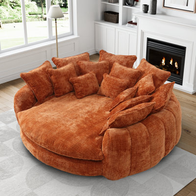 Oversized Compression Bean Bag Sofa - Large Round Loveseat With Pillows