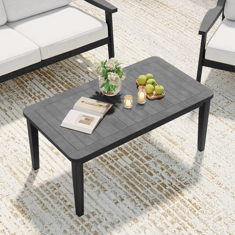 Solid Wood Teak Outdoor Coffee Table, Black