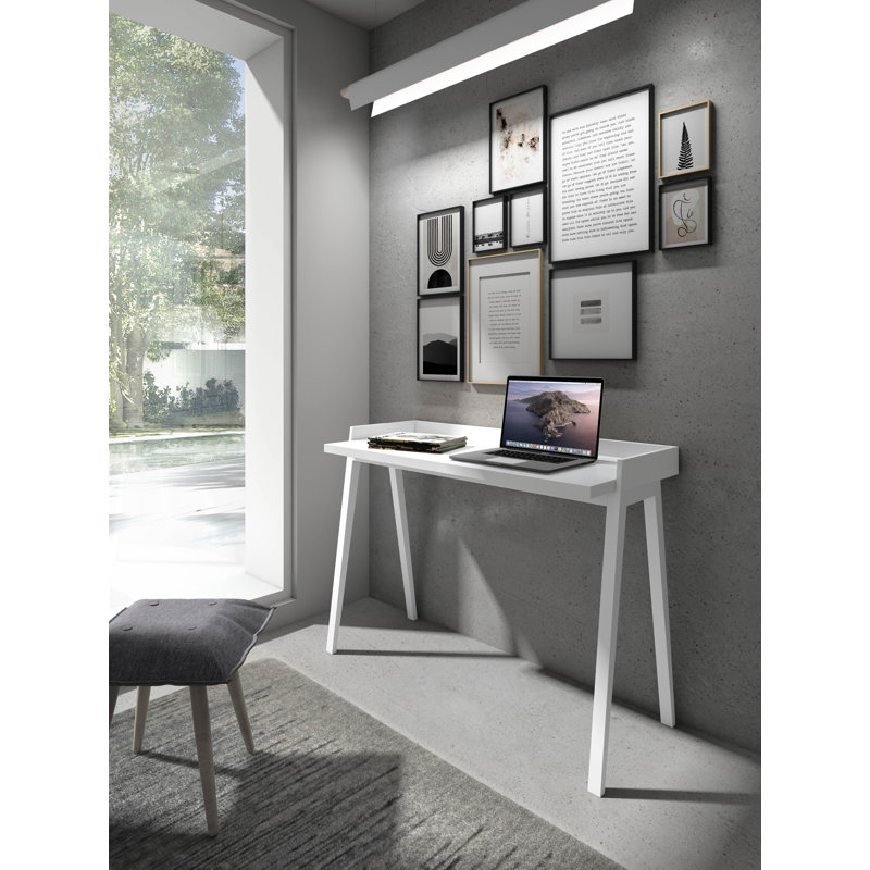 Mcraney Solid Wood Base Writing Desk, White, White