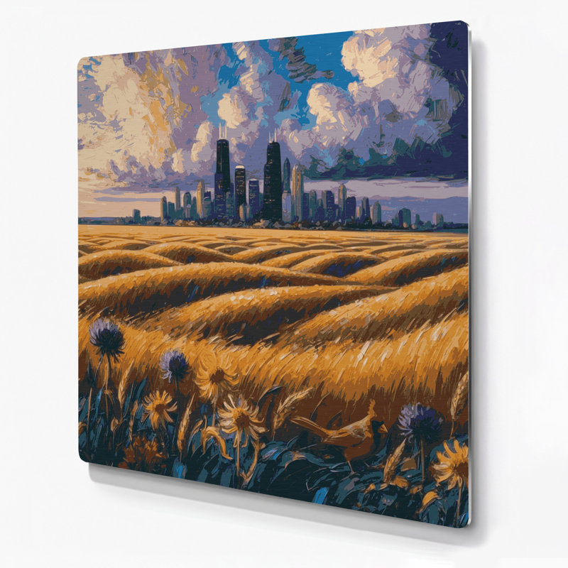 États-Unis, Illinois, art mural en métal mauve, H 12 po x l 12 po x P 0,05 po