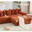 Canapé modulaire en L 110,75 po, canapé modulaire en velours côtelé, avec porte-gobelet mobile, porte-gobelets, 8 coussins décoratifs, poche latérale, déplier dans un lit, orange-118054468