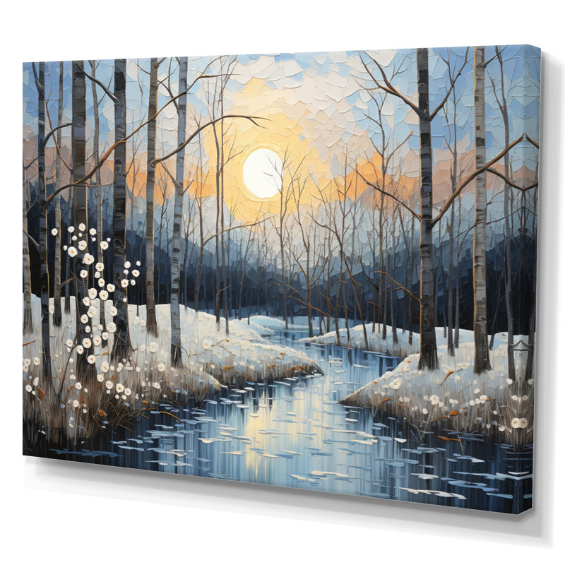 Birch Woods Mystic Moonlight III sur toile, Toile tendue, H 30 po x l 40 po x P 1,5 po
