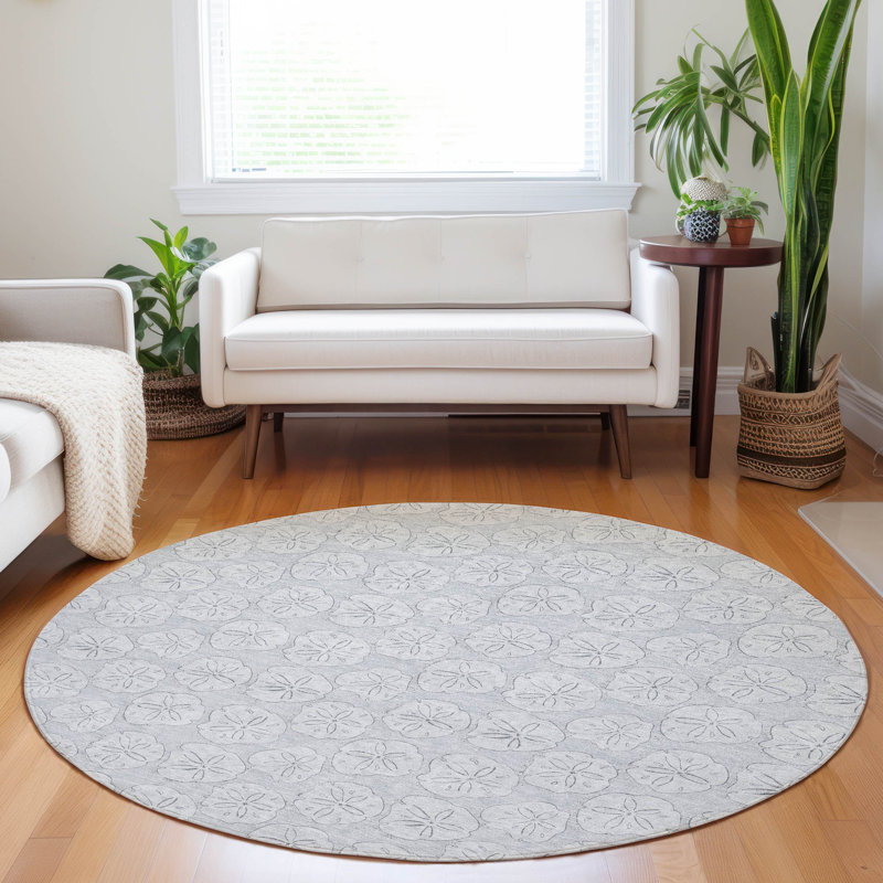 Premium Machine Washable Mayfield AMF189 Animal Print Rug, Gray, 8' Round