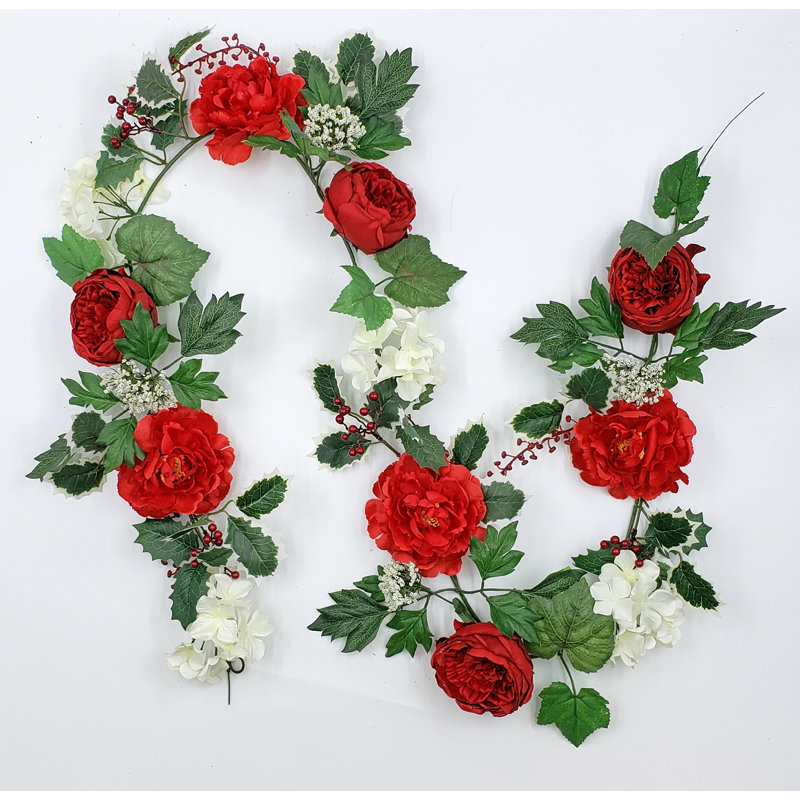 Guirlande à baies de noël pivoine hortensias 6 pi