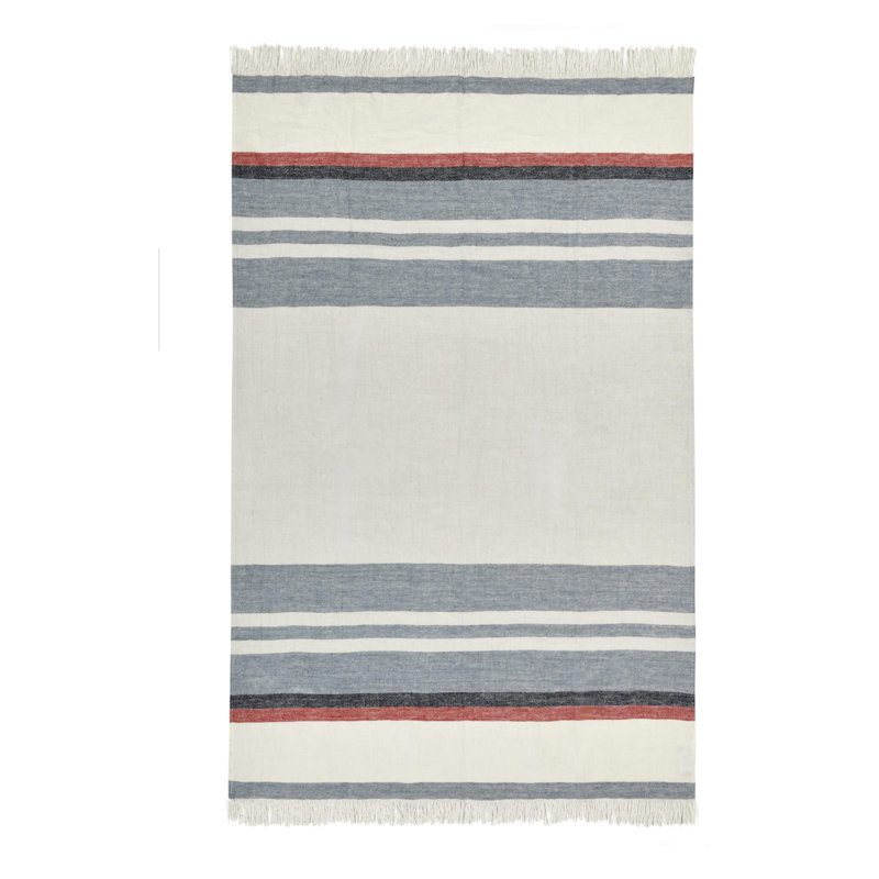 Crawford Hand Woven Throw Blanket, Red/Blue/Black Striped