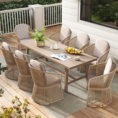 Ensemble repas de patio pour 8 personnes avec table rectangulaire Ammons