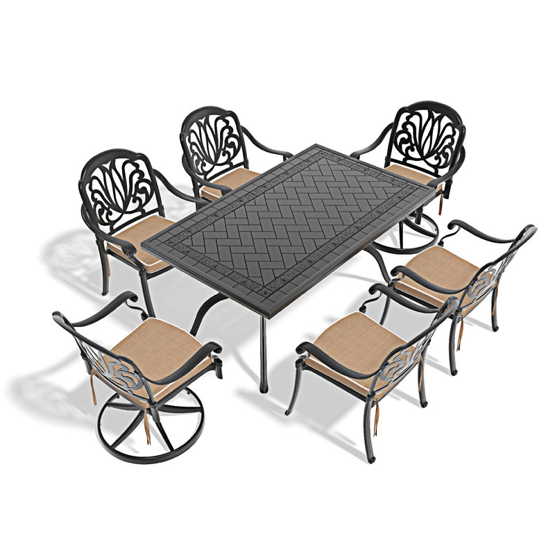 Ensemble de salle à manger 7 pièces en fonte d'aluminium toutes saisons