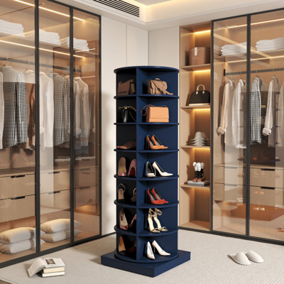 Blue 360 Rotating Shoe Organizer Shelf Cabinet, 28 Pair Capacity, Space Saving, Clean And Tidy 7-Layer Large Capacity For Pairs, Enhances Home Tidiness, Easy To Assemble