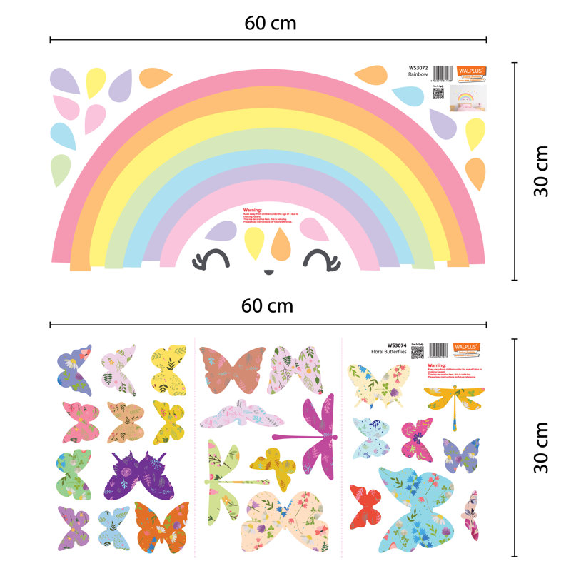 Colourful Rainbow Butterflies Wall Sticker