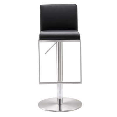 Upholstered Adjustable Height Counter Stool with Metal Frame