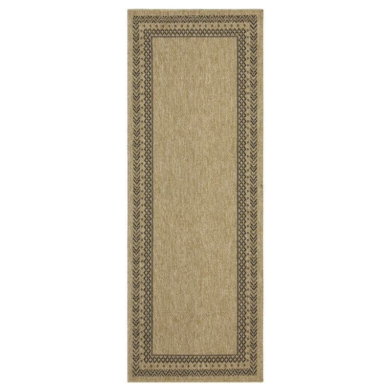 Tapis durable en polypropylène tissé à plat | Aspect jute noir naturel | Style moderne intérieur / extérieur | Haute circulation