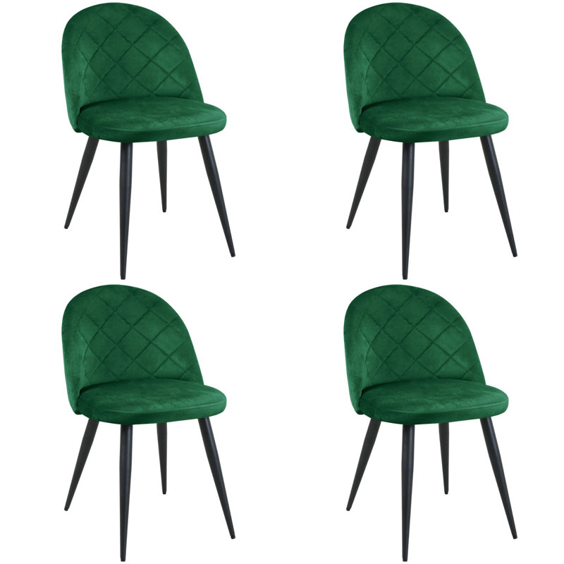 Adrianah 47cm H Tufted Velvet Upholstered Upholstered Back Side Chair in Green