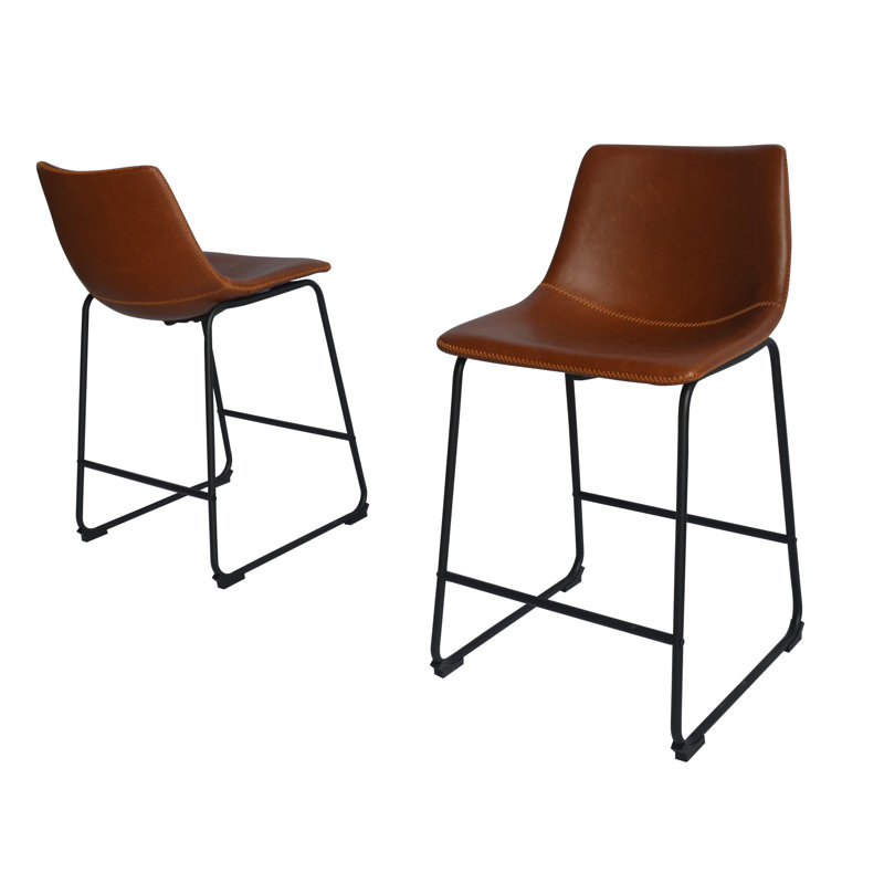 Mariia Upholstered Counter Stool with Metal Frame, Bronze