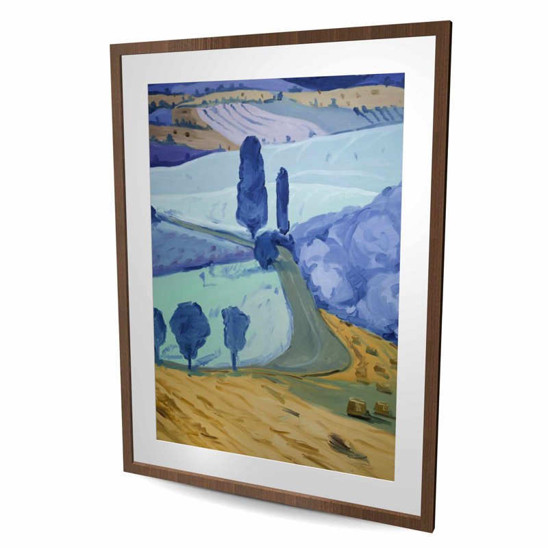 «Tuscany Field - Neo Mint Travel & Cartes», reproduction d'art encadrée