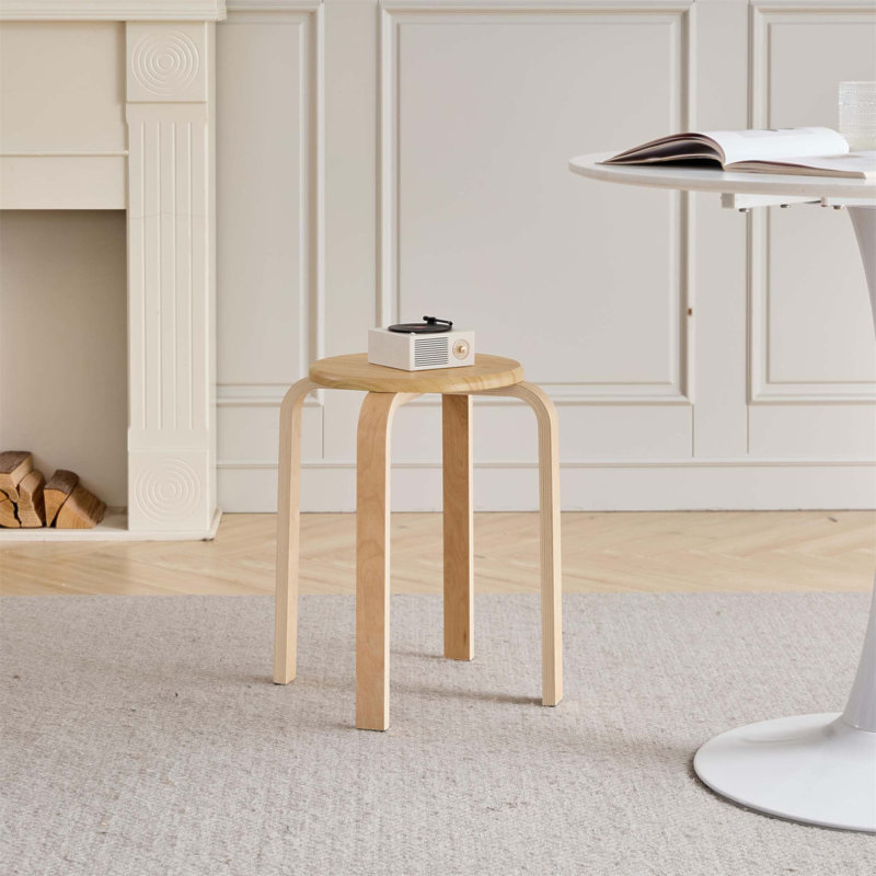 Set Of 4 Stackable Stools, Stackable Bentwood Stools, Round Backless Chairs For Dining Room, Kitchen, Classroom