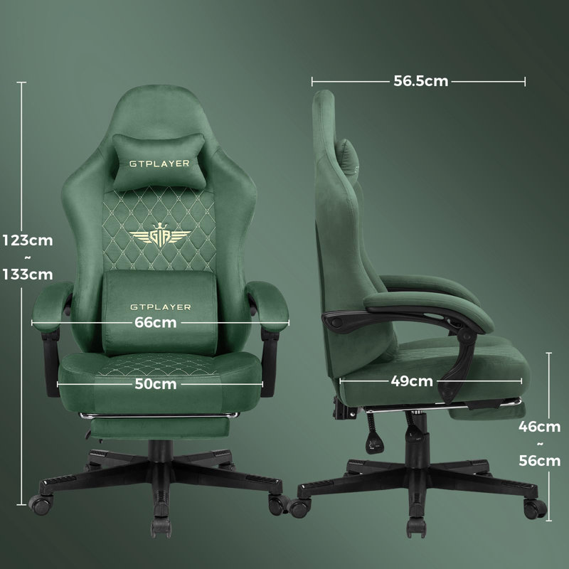 George Oliver Cateline Adjustable Swiveling PC & Racing Game Chair, Green
