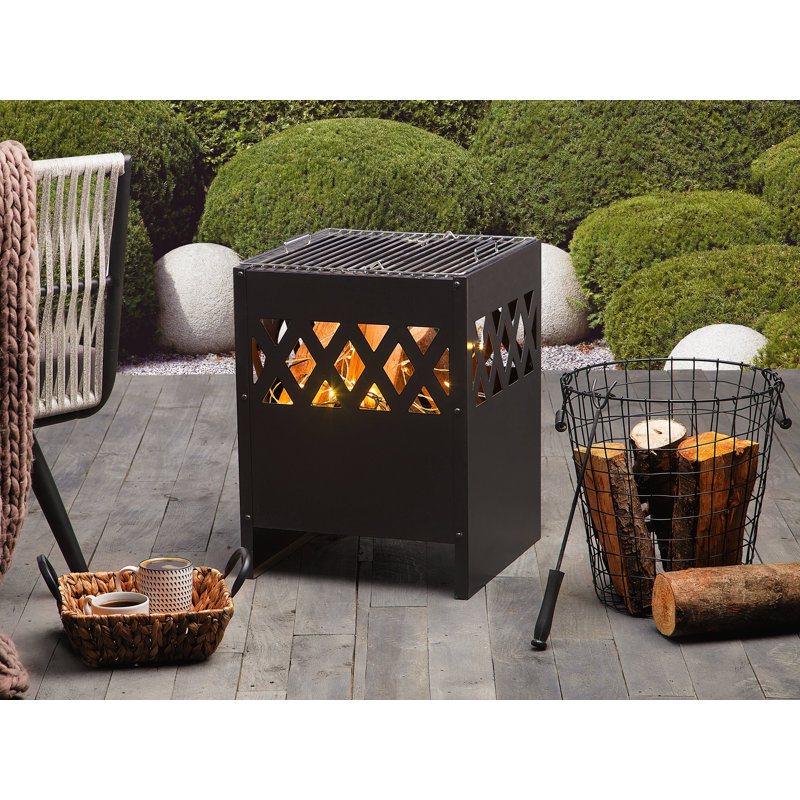 Malave Square Steel Charcoal Smokeless Fire Pit