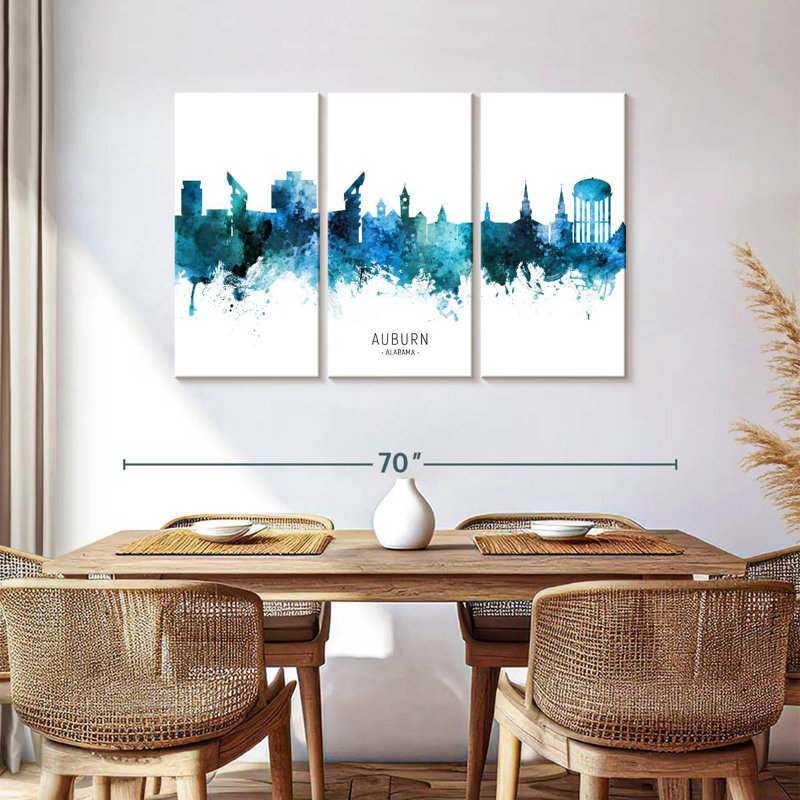 Rube Auburn Alabama Skyline I, H 36 po x l 57 po