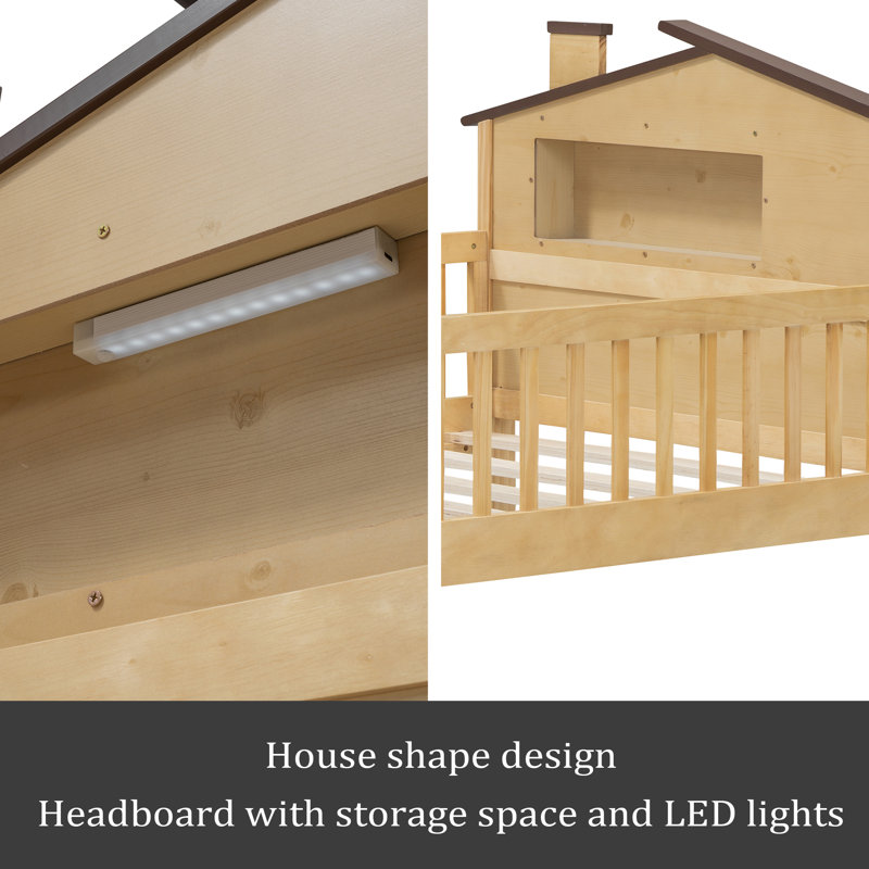 Lit plateforme avec rangement Jenal, Naturel, Simple