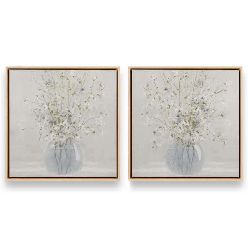 Happy Little Blooms, ensemble de 2 impressions, 30 po x 30 po, Toile avec cadre, Érable