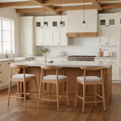 Solid Wood Bar Stool With Footrest 2 Packs