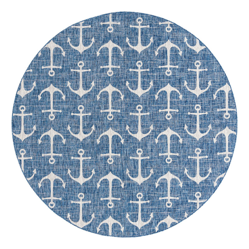 Tapis intérieur / extérieur bleu Glidden, Rond 10 pi
