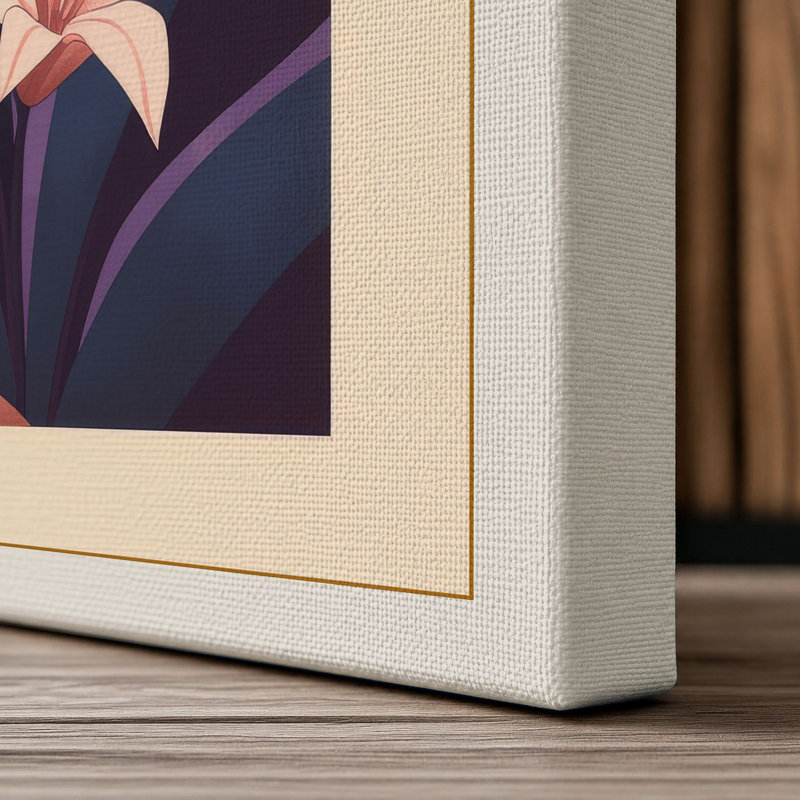 Lilies in Bloom Botanical - Wrapped Canvas, 30x20 - 76.2 x 50.8 cm, Cream Border