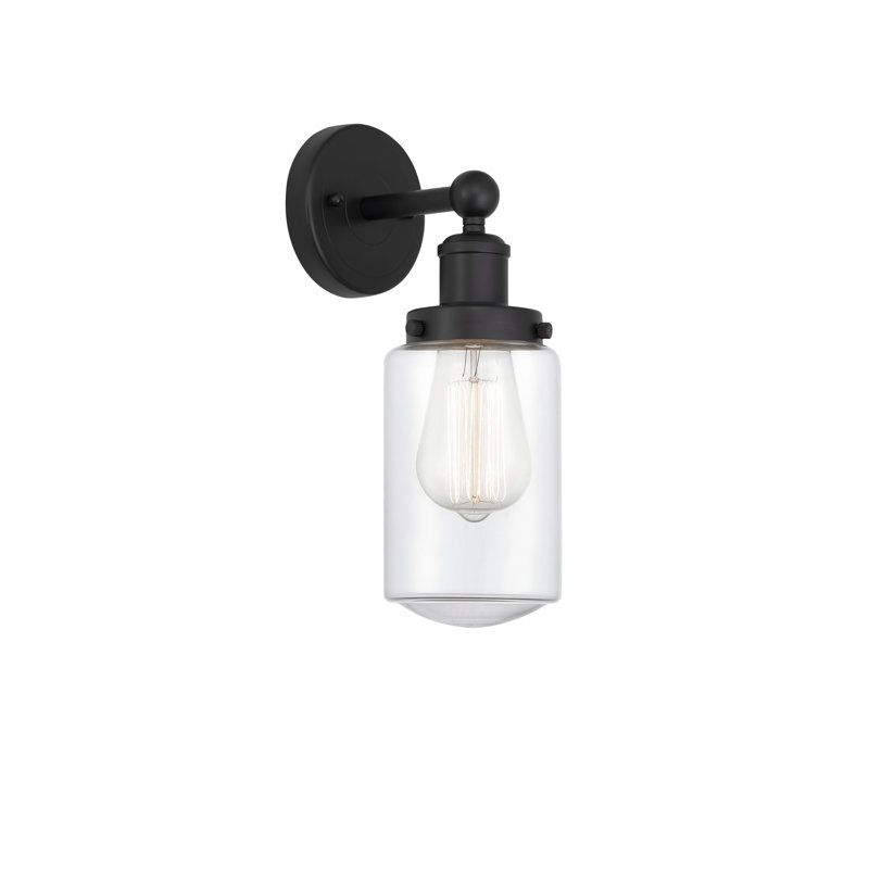 Cantril Armed Sconce, Matte Black, Clear