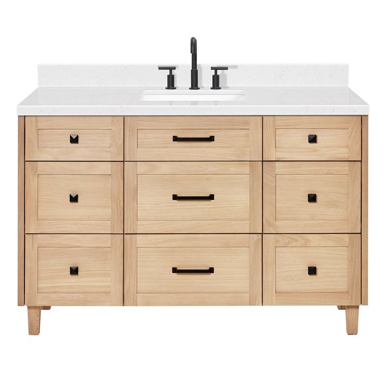 ARIEL Monroe 48 Single Sink Bathroom Vanity with Carrara Quartz Top, White, 66" - 67", Italian Carrara Marble