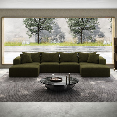 Revêtement personnalisable: L 162 po, chenille, 6 coussins, rembourré de mousse, modulaire sans assemblage, combinaison pour le salon et la chambre à coucher,