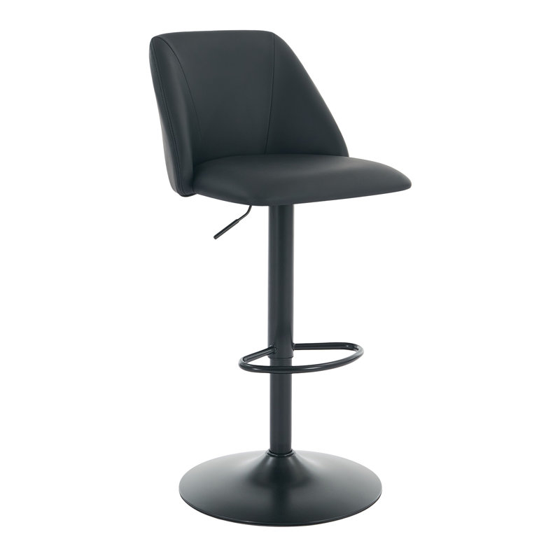  Tabourets de bar rembourrés réglables modernes avec dossier et repose-pieds pour îlot de cuisine et salle à manger, Noir