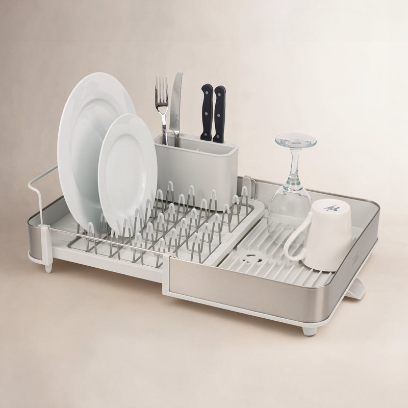 Joseph Joseph Extend Steel Expandable Dish Rack, Light Stone/Silver