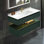 Meuble-lavabo simple mural moderne en bois massif de 36 po avec plateau en marbre et lumière