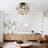 18" Bohemian Wood Beaded Ceiling Fan With Light, Flush Mount Caged Ceiling Fan, Rustic Farmhouse Low Profile Fan Light Fixture For Indoor Home Decor (Silent/6-Speed/Reversible/Dc Motor) (No Bulbs)