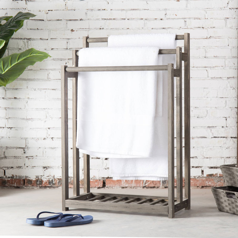 Freestanding Wood Towel Quilt Rack