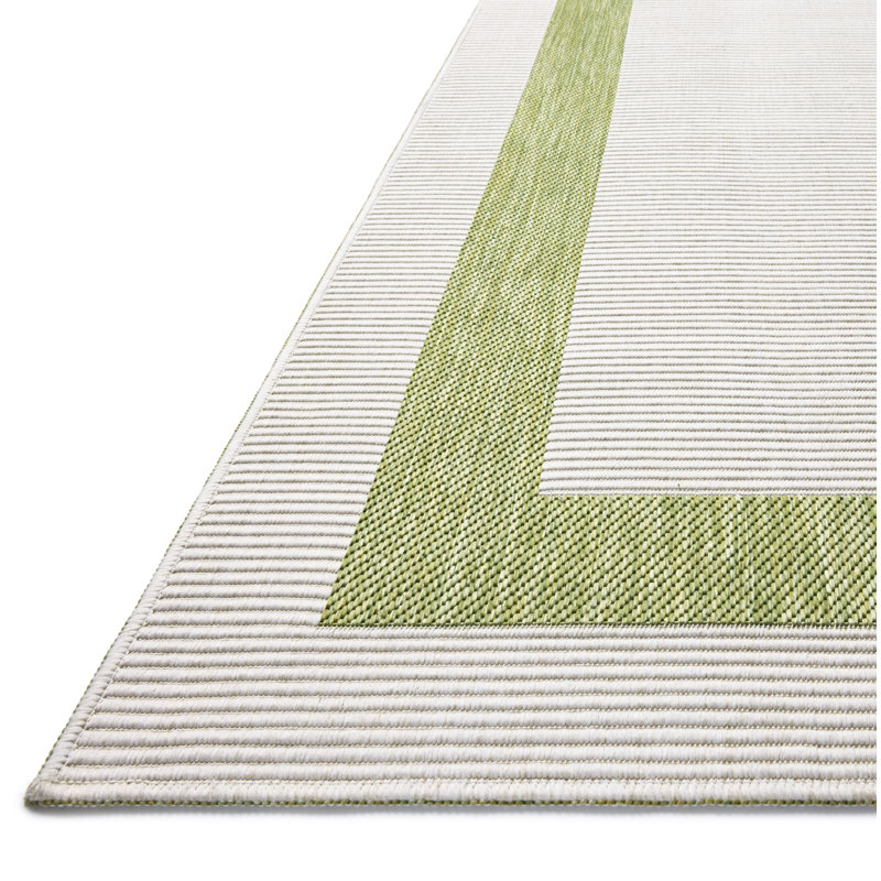 Loloi Easton Green / Ivory Indoor / Outdoor Area Rug, Square 1'6"