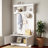 White Hall Tree With Shoe Storage Bench, 4-in-1 Entryway Coat Rack With Hooks For Hallway & Living Room