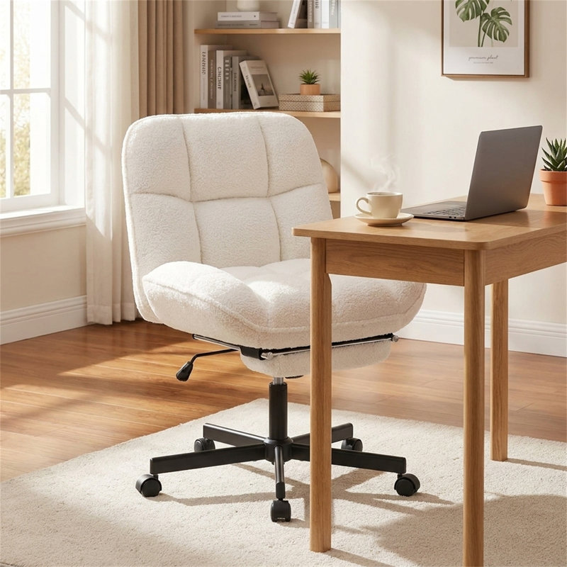 Comfortable Office Chair with 135° Reclining Backrest, White