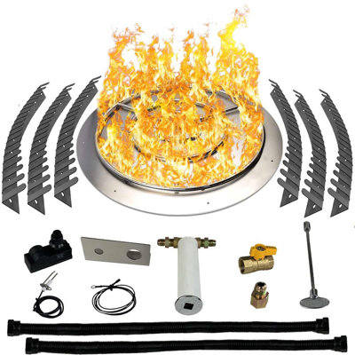 Stainless Steel Fire Pit Burner Pan & Ring Pro Kit - NG or LP