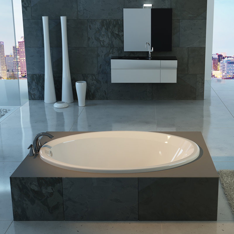 Avalon 72" x 42" Drop In Soaking Acrylic Bathtub, Biscuit