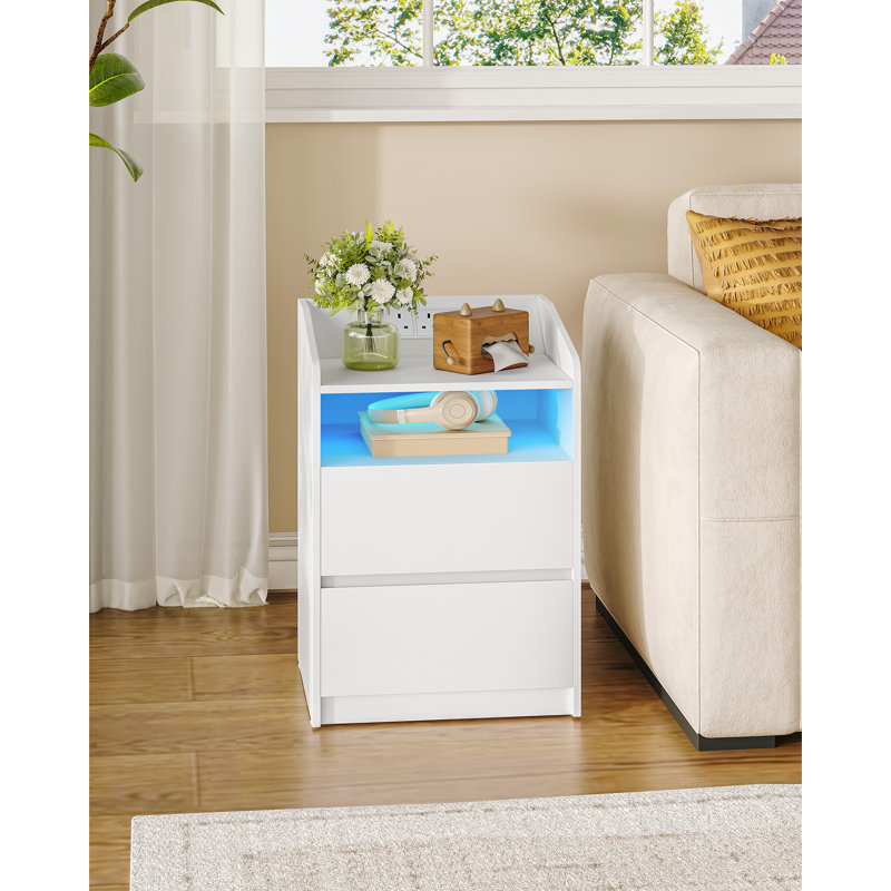 Particle Board Bedside Table, White