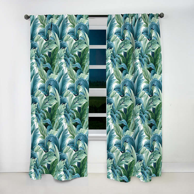 Motif tropical brise d'azur - rideau en velours tropical - obscurcissant - 1 panneau, L 52 po x L 84 po