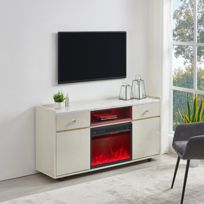 59" W Modern Electric Fireplace TV Stand for Up to 65" TVs | Sideboard Console