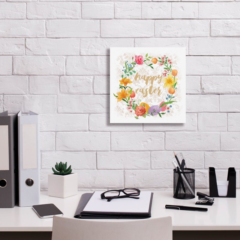 «Spring Wreath» par Fiona Stokes-Gilbert, art mural sur toile, H 12 po x l 12 po x P 0,75 po