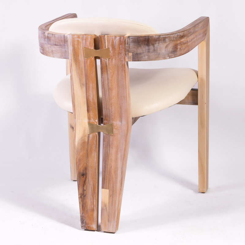 Serena Upholstered Arm Chair, White, Natural