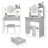 17" Round LED Mirror Vanity Table + Soft Cushion Stool Suit, Large Mirror, Touch Switch, 3 Colors, Adjustable Brightness, Large Desktop, Multi-Layer High Capacity Storage, Suitable For Small Space-1862273923