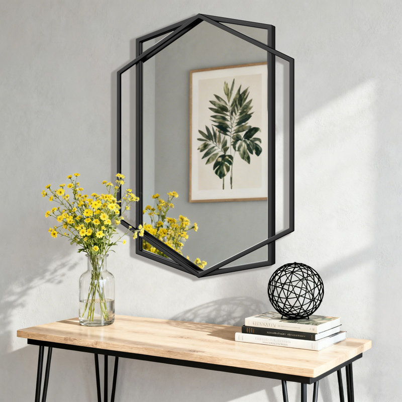 Miroir d'appoint mural / miroir de salle de bain / miroir mural Hexagon, 36 po x 26 po