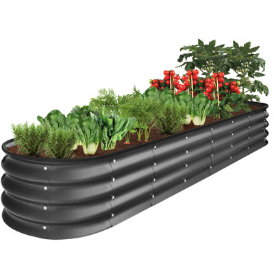 Lit de jardin ovale surélevé en métal 8 x 2 x 1 pi Rorrie, jardinière pour légumes et fleurs