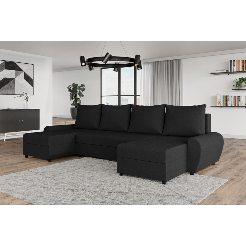 Benedicto 5 Seater Corner Sofa , Black - NowOrNever100